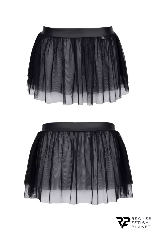 Mini black skirt in transparent mesh