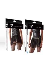 Mini black skirt in transparent mesh