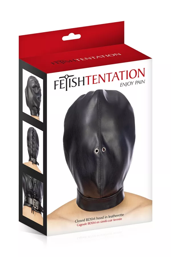 Cagoule BDSM fermée simili cuir - Fetish Tentation