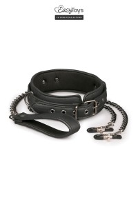 Collier cuir avec chaînes de seins - Easytoys Fetish Collection