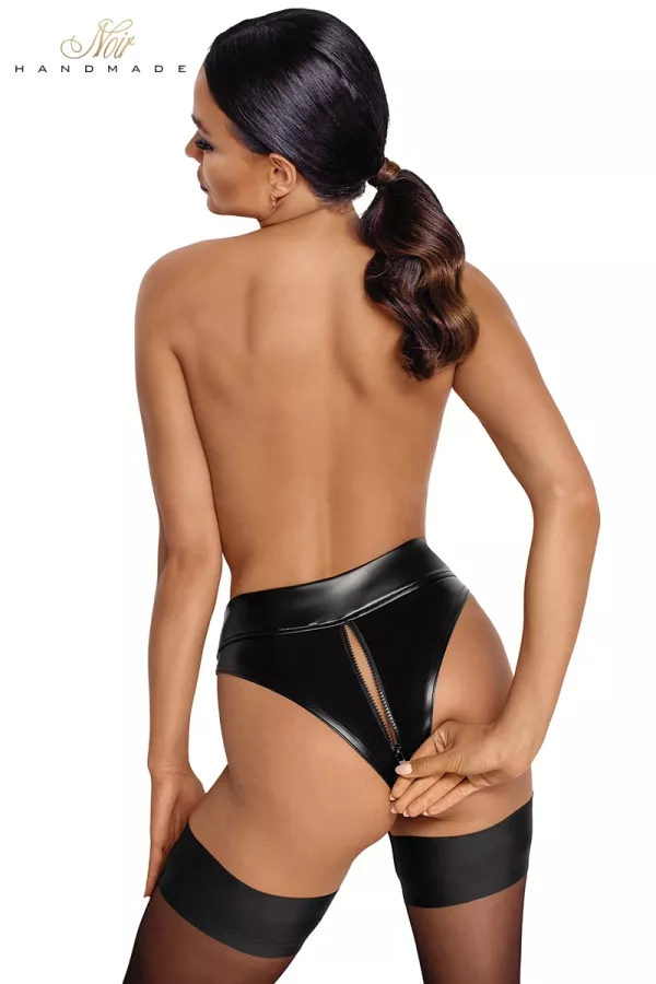 Culotte tanga zipée en wetlook F260