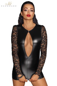 Wetlook and lace mini dress F253