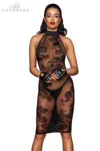 Robe mi-longue transparente en tulle F240