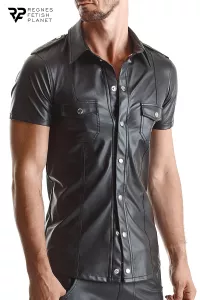 Short sleeve shirt wetlook black Luca