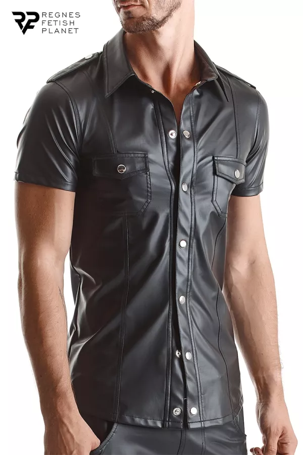 Camicia a manette corte nera Luca