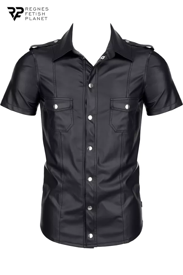 Short sleeve shirt wetlook black Luca