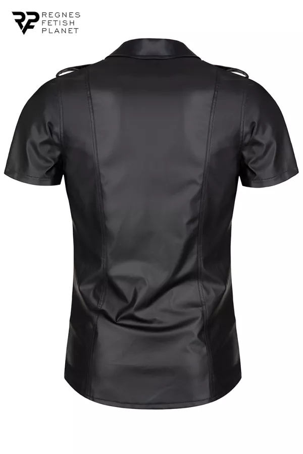 Chemise manches courtes wetlook noire Luca - Regnes