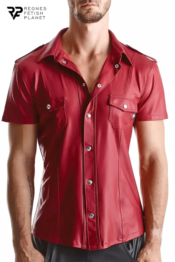 Short sleeve shirt wetlook red Carlo