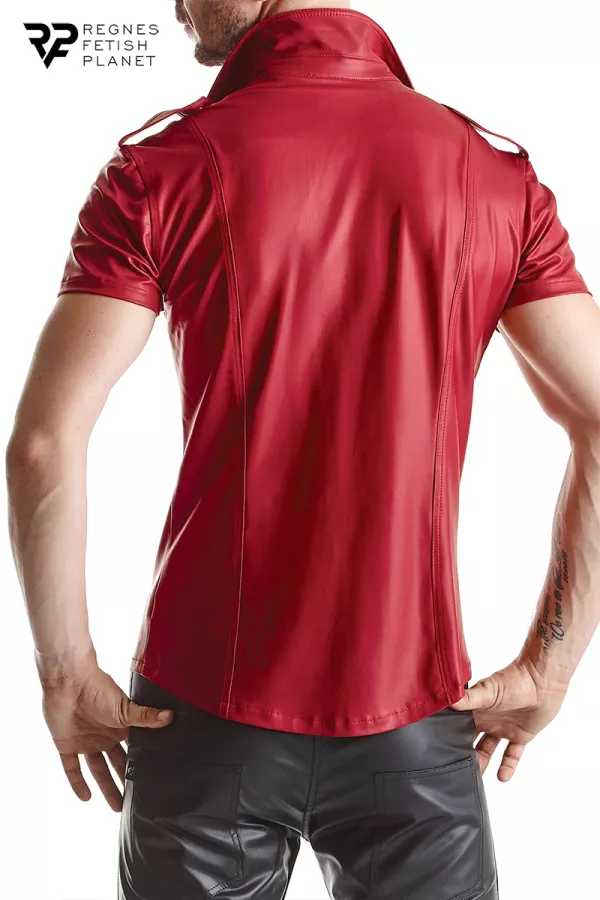 Short sleeve shirt wetlook red Carlo