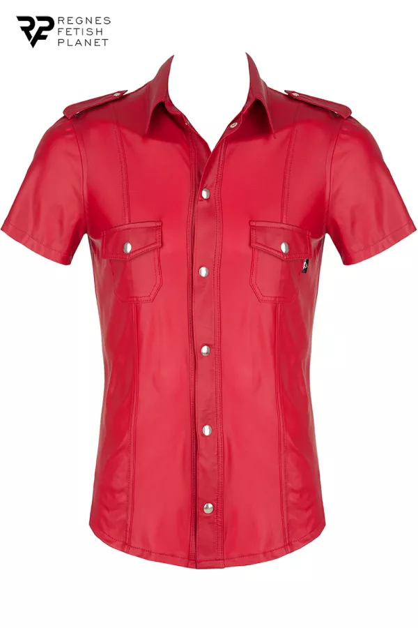 Chemise manches courtes wetlook rouge Carlo - Regnes