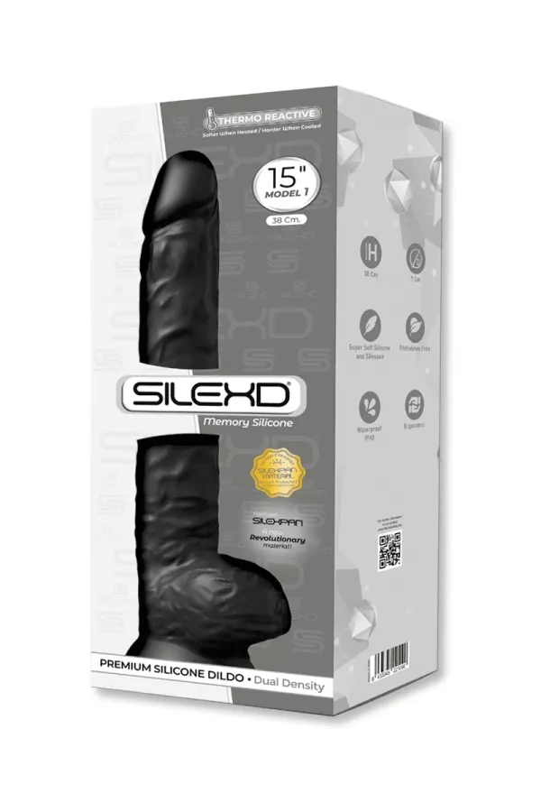 Dildo XXL double density Black 38 x 7 cm