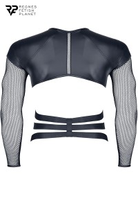 Wetlook- und Mesh-Harness-T-Shirt