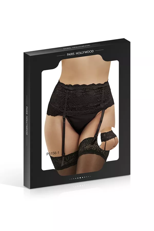 Black garter belt and thong