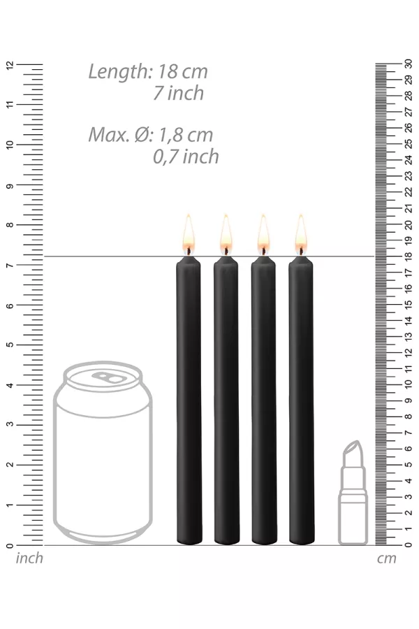 4 black SM candles Large