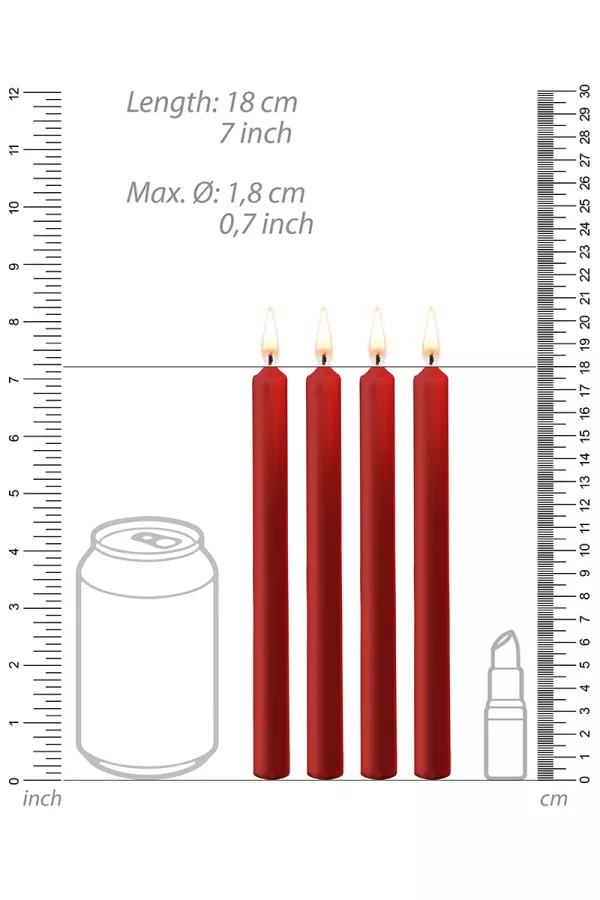 4 red SM candles Large