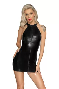 Mini zipped dress snake wetlook F278