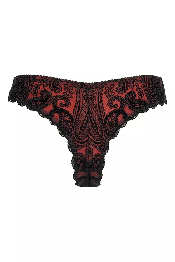 Red and black thong V-10048