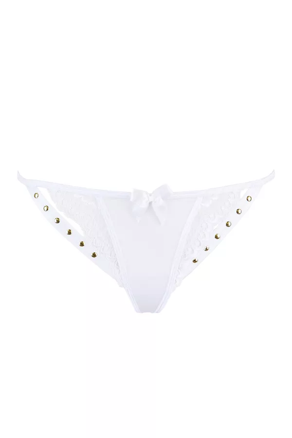 Thong white with golden nails V-9798