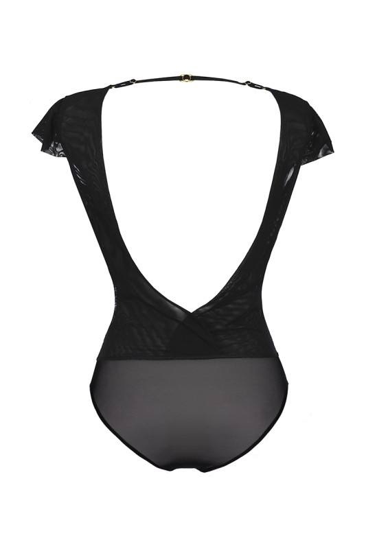 Body tulle e pizzo nero V-9900 - Axami