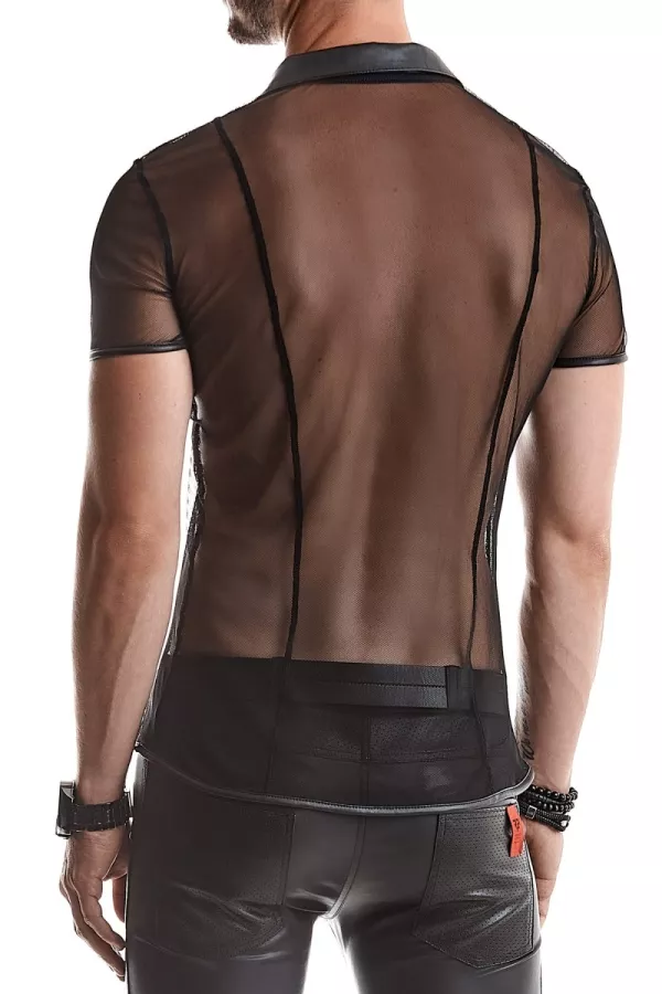 Schwarz transparentes Strick Polo