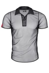 Schwarz transparentes Strick Polo