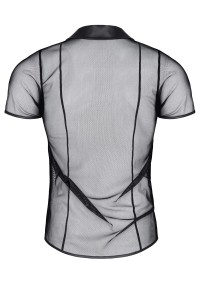 Schwarz transparentes Strick Polo