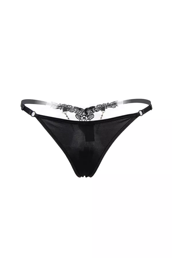 String open to black strass