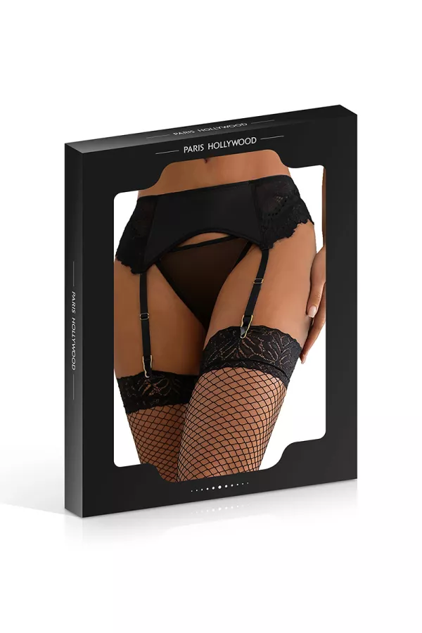 Lace garter belt with black string