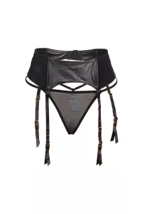 Wetlook garter belt with black string