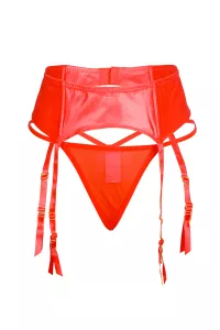 Wetlook garter belt with red string