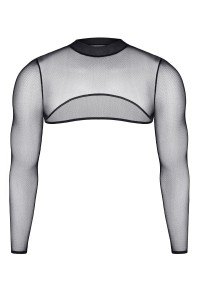 Transparentes Crop-Top aus schwarzem Tüll