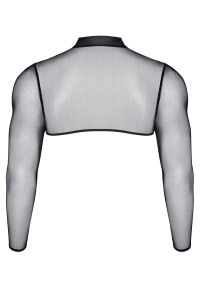 Transparentes Crop-Top aus schwarzem Tüll