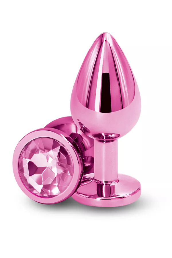 Plug bijou aluminium chromé rose M