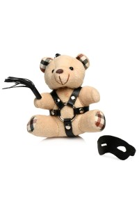 Teddy Bear BDSM keychain with flogger