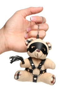 Teddy Bear BDSM keychain with flogger